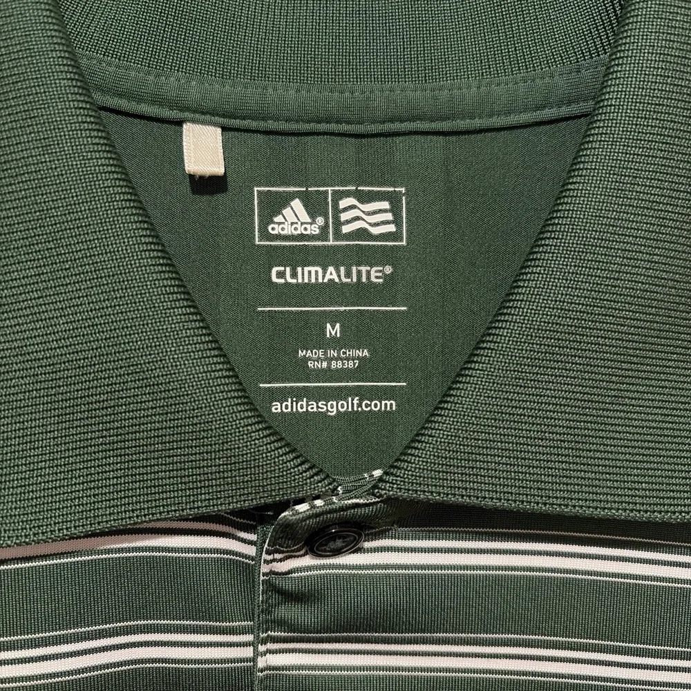 ADIDAS GOLF Green Polo Medium Climalite Three Stripes Polo With Club Logo